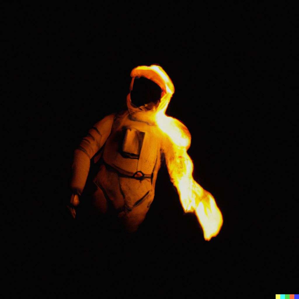 an astronaut, fire art